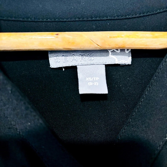 SEARS – Black sheer long-sleeve blouse | Button-down top - Picture 6 of 8